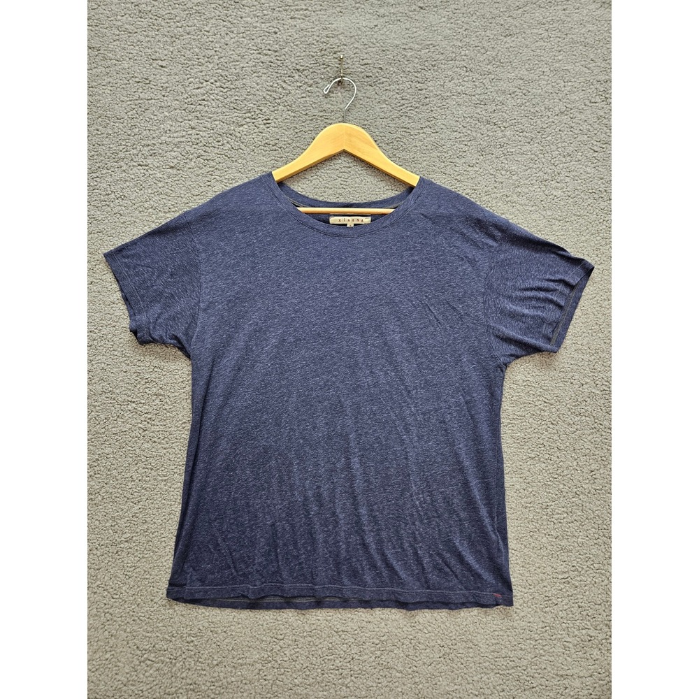Xirena T-Shirt Medium Navy Blue Heathered Short Sleeve Relaxed Fit USA Made